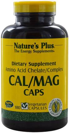 Cal/ Mag Caps, 180 Veggie Caps by Natures Plus, 補充劑，礦物質，鈣和鎂 HK 香港