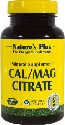 Cal/Mag Citrate, 90 Veggie Caps by Natures Plus, 補充劑，礦物質，鈣和鎂 HK 香港