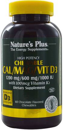 Cal/Mag/Vit D3, Chocolate, 60 Chewables by Natures Plus, 補品，礦物質，鈣，咀嚼鈣 HK 香港