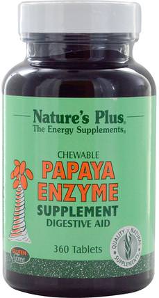 Chewable Papaya Enzyme Supplement, 360 Tablets by Natures Plus, 補充劑，酶，木瓜木瓜蛋白酶，消化酶 HK 香港