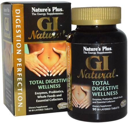 Digestion Perfection, GI Natural, 90 Bi-Layered Tablets by Natures Plus, 補充劑，消化酶 HK 香港