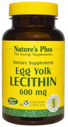 Egg Yolk Lecithin, 600 mg, 90 Veggie Caps by Natures Plus, 補充劑，卵磷脂，親脂性 HK 香港