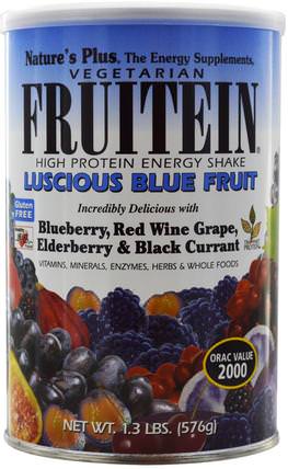 Fruitein, High Protein Energy Shake, Luscious Blue Fruit, 1.3 lbs (576 g) by Natures Plus, 補充劑，蛋白質 HK 香港