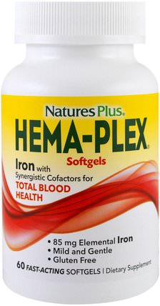 Hema-Plex, 60 Fast-Acting Softgels by Natures Plus, 維生素，補品，礦物質 HK 香港