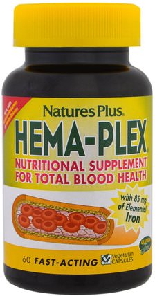 Hema-Plex, 60 Vegetarian Capsules by Natures Plus, 補品，健康 HK 香港