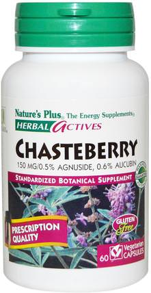 Herbal Actives, Chasteberry, 150 mg, 60 Veggie Caps by Natures Plus, 健康，婦女，草藥，純潔的漿果 HK 香港