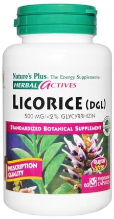 Herbal Actives, Licorice (DGL), 500 mg, 60 Veggie Caps by Natures Plus, 草藥，甘草根（dgl） HK 香港