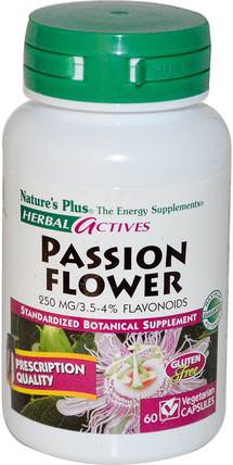 Herbal Actives, Passion Flower, 250 mg, 60 Veggie Caps by Natures Plus, 草藥，激情花 HK 香港