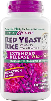 Herbal Actives, Red Yeast Rice, 600 mg, 120 Mini-Tabs by Natures Plus, 補品，紅曲米 HK 香港