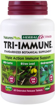 Herbal Actives, Tri-Immune, 60 Extended Release Tablets by Natures Plus, 補品，健康，免疫支持 HK 香港