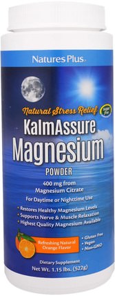 Kalmassure, Magnesium Powder, Orange Flavor, 400 mg, 1.15 lbs (522 g) by Natures Plus, 補品，礦物質，鎂 HK 香港