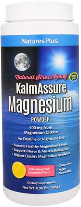 Kalmassure Magnesium Powder, Pink Lemonade, 400 mg, 0.90 lb. (408 g) by Natures Plus, 補品，礦物質，鎂 HK 香港