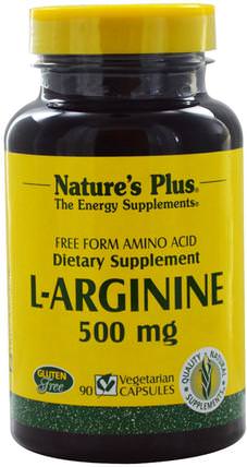 L-Arginine, 500 mg, 90 Veggie Caps by Natures Plus, 補充劑，氨基酸，精氨酸，健康，男性 HK 香港