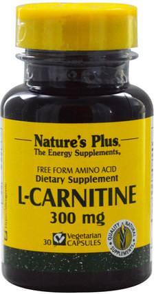 L-Carnitine, 300 mg, 30 Veggie Caps by Natures Plus, 補充劑，氨基酸，左旋肉鹼，左旋肉鹼酒石酸鹽 HK 香港