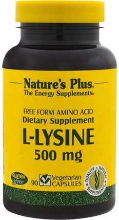 L-Lysine, 500 mg, 90 Veggie Caps by Natures Plus, 補充劑，氨基酸，l賴氨酸 HK 香港