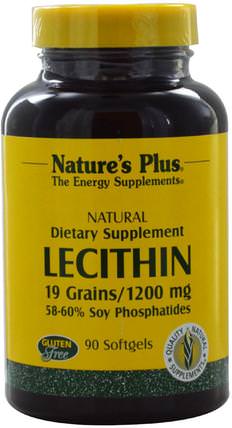 Lecithin, 1200 mg, 90 Softgels by Natures Plus, 補充劑，卵磷脂，親脂性 HK 香港