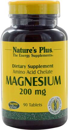 Magnesium, 200 mg, 90 Tablets by Natures Plus, 補品，礦物質，鎂 HK 香港