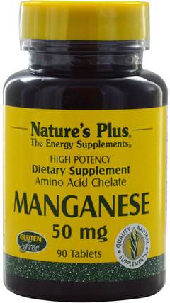 Manganese, 50 mg, 90 Tablets by Natures Plus, 補充劑，礦物質，錳 HK 香港