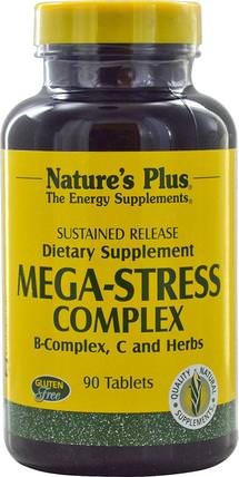 Mega-Stress Complex, 90 Tablets by Natures Plus, 維生素，維生素B複合物，健康，抗壓力 HK 香港