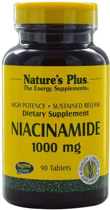 Niacinamide, 1000 mg, 90 Tablets by Natures Plus, 維生素，維生素b，維生素b3，維生素b3 - 煙酰胺 HK 香港