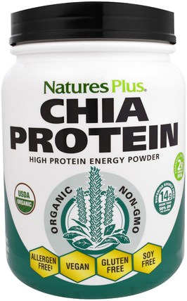 Organic Chia Protein Powder, 1.09 lbs (495 g) by Natures Plus, 補充劑，蛋白質 HK 香港