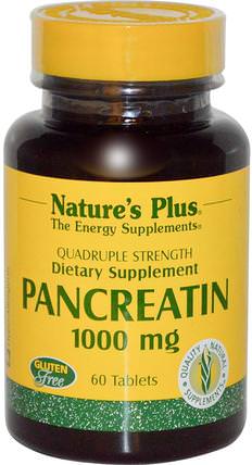 Pancreatin, 1000 mg, 60 Tablets by Natures Plus, 補充劑，酶，胰酶 HK 香港