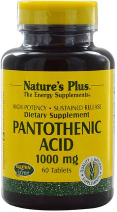 Pantothenic Acid, 1000 mg, 60 Tablets by Natures Plus, 維生素，維生素b，維生素b5 - 泛酸 HK 香港