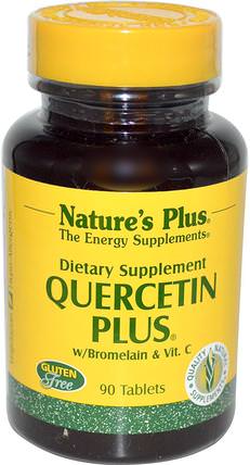 Quercetin Plus, 90 Tablets by Natures Plus, 補充劑，槲皮素，維生素，維生素c HK 香港