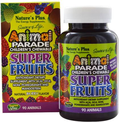 Source of Life Animal Parade, Childrens Chewable Super Fruits, Natural Berry, 90 Animals by Natures Plus, 補品，水果提取物，超級水果 HK 香港