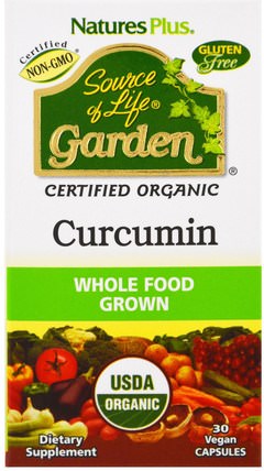 Source of Life Garden, Curcumin, 30 Veggie Caps by Natures Plus, 補充劑，抗氧化劑，薑黃素 HK 香港