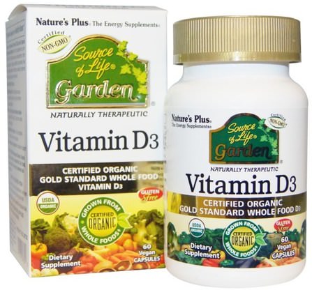 Source of Life, Garden, Vitamin D3, 60 Veggie Caps by Natures Plus, 維生素，維生素D3 HK 香港