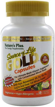 Source of Life, Gold Capsules, 90 Veggie Caps by Natures Plus, 維生素，多種維生素 HK 香港
