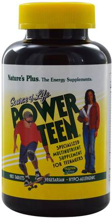 Source of Life, Power Teen, 180 Tablets by Natures Plus, 維生素，多種維生素，兒童多種維生素 HK 香港