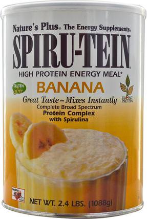 Spiru-Tein, High Protein Energy Meal, Banana, 2.4 lbs (1088 g) by Natures Plus, 補充劑，蛋白質 HK 香港