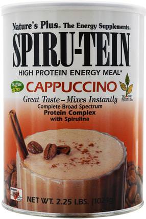 Spiru-Tein, High Protein Energy Meal, Cappuccino, 2.25 lbs (1024 g) by Natures Plus, 補充劑，蛋白質 HK 香港