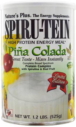 Spiru-Tein, High Protein Energy Meal, Pia Colada, 1.2 lbs (525g) by Natures Plus, 補充劑，蛋白質 HK 香港