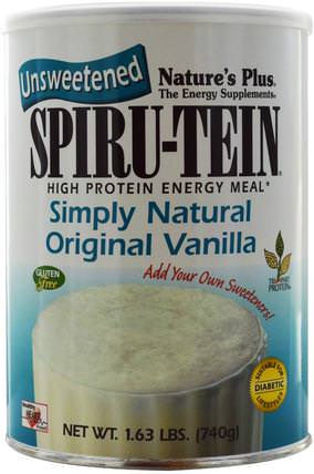 Spiru-Tein, High Protein Energy Meal, Simply Natural Original Vanilla, Unsweetened, 1.63 lbs (740 g) by Natures Plus, 補充劑，蛋白質 HK 香港