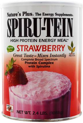 Spiru-Tein, High Protein Energy Meal, Strawberry, 2.4 lbs (1088 g) by Natures Plus, 補充劑，蛋白質 HK 香港