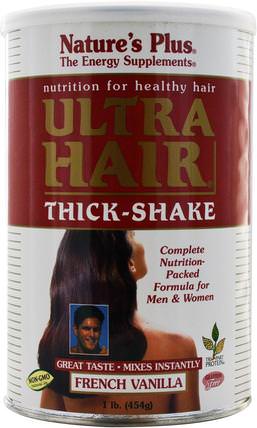 Ultra Hair Thick-Shake, French Vanilla, 1 lb (454 g) by Natures Plus, 健康，男人，女人 HK 香港