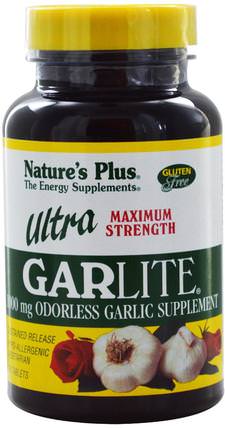 Ultra Maximum Strength GarLite, 1000 mg, 90 Tablets by Natures Plus, 補充劑，抗生素，大蒜 HK 香港