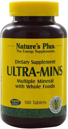 Ultra-Mins, Multiple Mineral with Whole Foods, 180 Tablets by Natures Plus, 補品，礦物質，多種礦物質 HK 香港