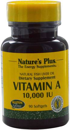 Vitamin A, 10.000 IU, 90 Softgels by Natures Plus, 補充劑，efa omega 3 6 9（epa dha），魚油，魚油軟膠囊，維生素，維生素a HK 香港