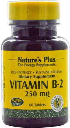 Vitamin B-2, 250 mg, 60 Tablets by Natures Plus, 維生素，維生素b，維生素b2 - 核黃素 HK 香港