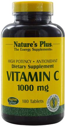 Vitamin C, 1000 mg, 180 Tablets by Natures Plus, 維生素，維生素c，維生素c抗壞血酸 HK 香港