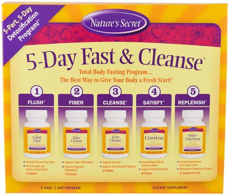 5-Day Fast & Cleanse, 5-Part, 5-Day Program by Natures Secret, 草藥，條紋樹 HK 香港