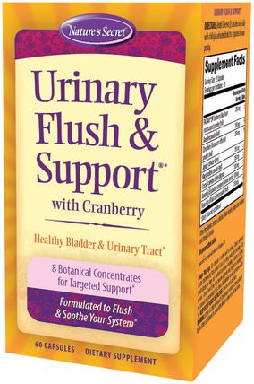 Urinary Flush & Support, with Cranberry, 60 Capsules by Natures Secret, 草藥，蔓越莓 HK 香港