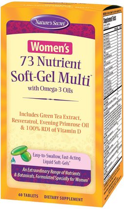 Womens 73 Nutrient Soft-Gel Multi, with Omega-3 Oils, 60 Liquid Soft-Gels by Natures Secret, 維生素，女性多種維生素，女性 HK 香港
