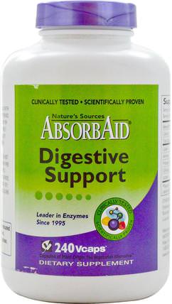 AbsorbAid, Digestive Support, 240 Vcaps by Natures Sources, 補充劑，消化酶 HK 香港