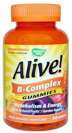 Alive! B-Complex, Cherry Flavor, 60 Gummies by Natures Way, 維生素，維生素b複合物 HK 香港