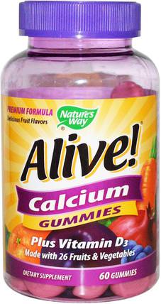Alive! Calcium, 60 Gummies by Natures Way, 補品，礦物質，鈣 HK 香港